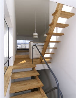 中２階からダイニングを望む